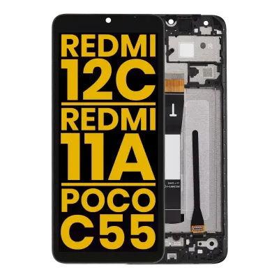 Дисплейний модуль (LCD) з рамкою для Xiaomi Redmi 12C / Redmi 11A / Poco C55 (Refurbished) (Усі кольори)