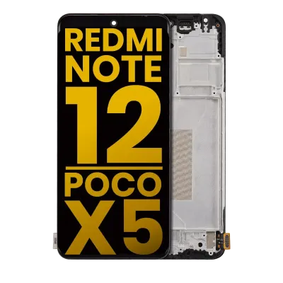 Дисплейний модуль (OLED) з рамкою для Xiaomi Redmi Note 12 5G / Poco X5 (Refurbished) (Усі кольори)