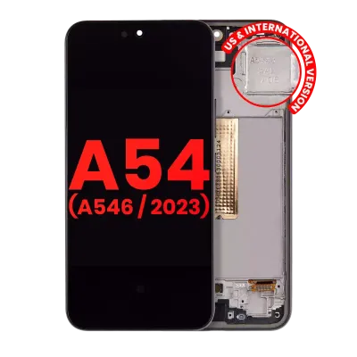 Дисплейний модуль (OLED) з рамкою для Samsung Galaxy A54 5G (A546 / 2023) (US & International Version) (Aftermarket Plus) (графітовий)