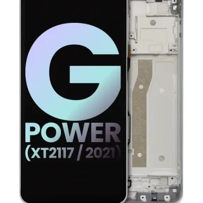 LCD Assembly With Frame For Motorola Moto G Power (XT2117 / 2021) (Genuine OEM) (Polar Silver)