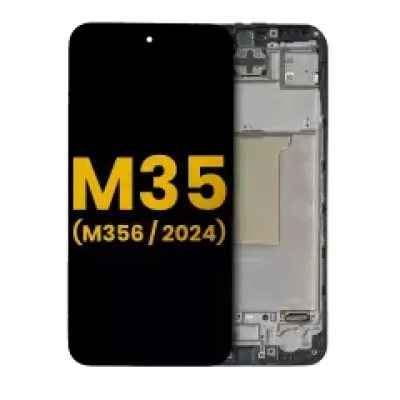 Дисплейний модуль (OLED) з рамкою для Samsung Galaxy M35 (M356 / 2024) (Refurbished) (чорний)