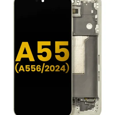 Дисплейний модуль (OLED) з рамкою для Samsung Galaxy A55 (A556 / 2024) (Refurbished) (Lemon)
