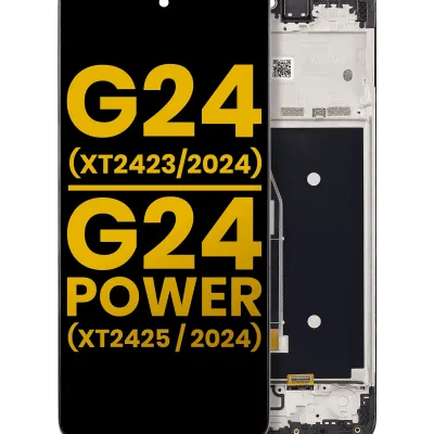 Дисплейний модуль (LCD) з рамкою для Motorola Moto G24 (XT2423 / 2024) / G24 Power (XT2425-1 / 2024) (Refurbished) (Всі кольори)