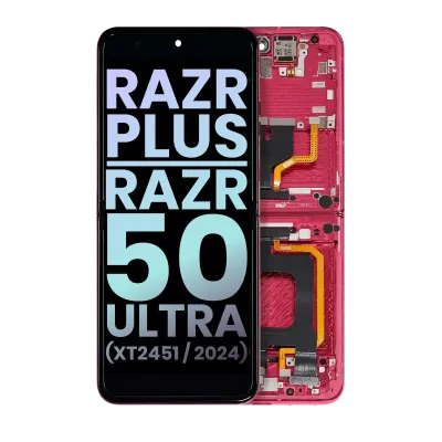 Внутрішній дисплейний модуль (OLED) з рамкою для Motorola Razr Plus 2024 / Razr 50 Ultra (XT2451 / 2024) / Razr Plus 2025 (XT2557) (Genuine OEM) (Hot Pink)