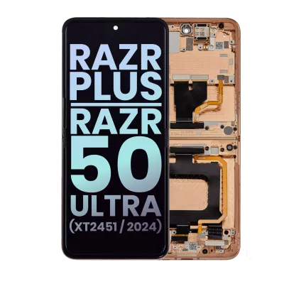 Внутрішній дисплейний модуль (OLED) із рамкою для Motorola Razr Plus 2024 / Razr 50 Ultra (XT2451 / 2024) / Razr Plus 2025 (XT2557) (Genuine OEM) (Peach Fuzz)