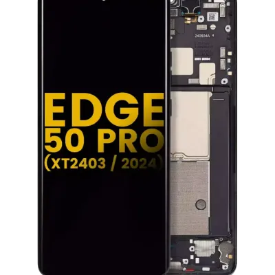 Дисплейний модуль (OLED) із рамкою для Motorola Moto Edge 50 Pro (XT2403 / 2024) (Refurbished) (Black Beauty)