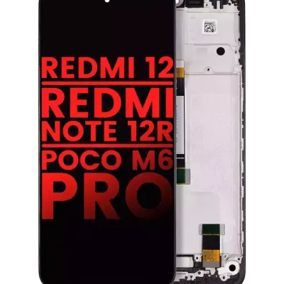 Дисплейний модуль (LCD) з рамкою сумісний для Xiaomi Redmi 12 4G / Redmi 12 5G / Redmi Note 12R / Poco M6 Pro (Aftermarket Plus) (усі кольори)