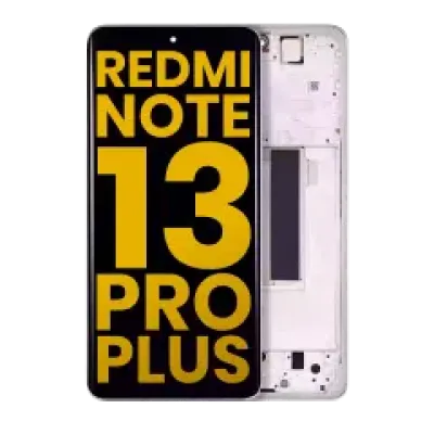 Дисплейний модуль (OLED) з рамкою для Xiaomi Redmi Note 13 Pro Plus (Refurbished) (білий)