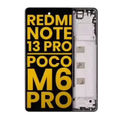 Дисплейний модуль (OLED) з рамкою для Xiaomi Redmi Note 13 Pro 4G / Poco M6 Pro 4G / Xiaomi Redmi Note 14S (Refurbished) (Midnight Black)