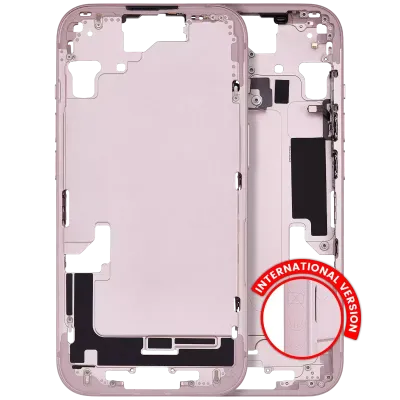 Mid-Frame Housing W/ Small Parts For iPhone 15 (EU / Global Version) (Used OEM Pull: Grade A) (Pink)