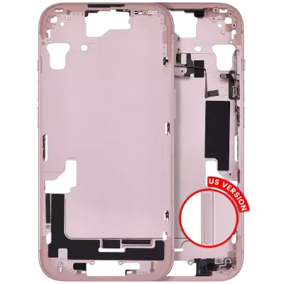 Середня рамка з дрібними деталями для iPhone 15 (US Version) (Aftermarket Plus) (рожевий)