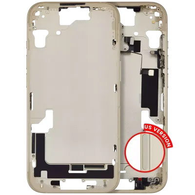 Середня рамка з дрібними деталями для iPhone 15 (US Version) (Aftermarket Plus) (жовтий)