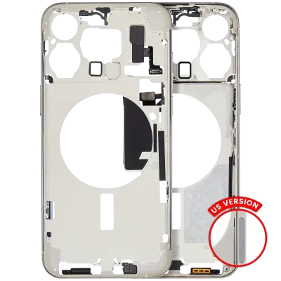 Mid-Frame Housing W/ Small Parts For iPhone 15 Pro Max (US Version) (Aftermarket Plus) (White Titanium)