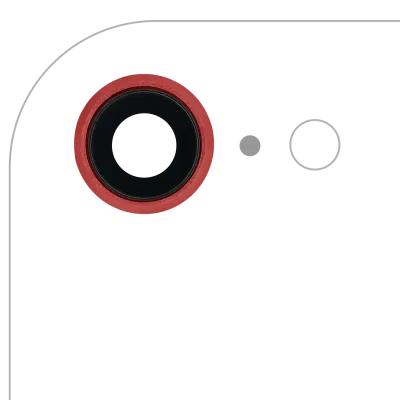 Back Camera Lens With Bracket & Bezel For iPhone 8 / SE (2020) / SE (2022) (Real Sapphire) (Premium) (Red) (10 Pack)