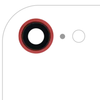 Скло камери з кріпленням і рамкою для iPhone 8 / SE (2020) / SE (2022) (Real Sapphire) (Premium) (червоний) (10 шт)