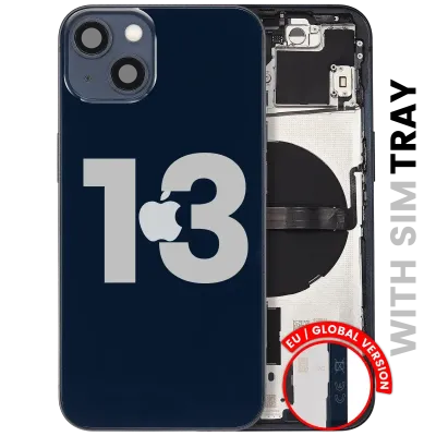 Back Housing W/ Small Parts For iPhone 13 (EU / Global Version) (Used OEM Pull: Grade B) (Midnight)
