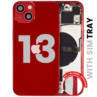 Back Housing W/ Small Parts For iPhone 13 (EU / Global Version) (Used OEM Pull: Grade C) (Red)