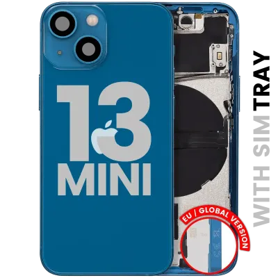 Back Housing W/ Small Parts For iPhone 13 Mini (EU / Global Version) (Used OEM Pull: Grade B) (Blue)