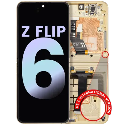 Внутрішній дисплейний модуль (OLED) з рамкою для Samsung Galaxy Z Flip 6 5G (US & International) (Service Pack) (Yellow)