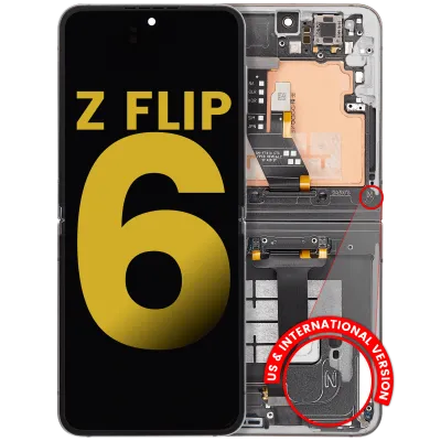 Внутрішній дисплейний модуль OLED з рамкою для Samsung Galaxy Z Flip 6 5G (US & International) (Refurbished) (Silver Shadow)