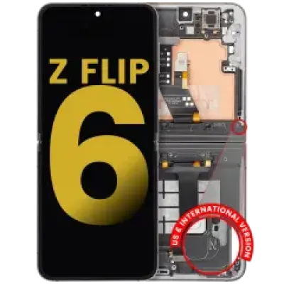 Внутрішній дисплейний модуль OLED з рамкою для Samsung Galaxy Z Flip 6 5G (US & International) (Refurbished) (Silver Shadow)