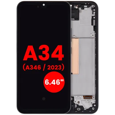 Дисплейний модуль OLED з рамкою для Samsung Galaxy A34 5G (A346 / 2023) (6.46") (Aftermarket Plus) (графітовий)