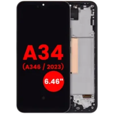 Дисплейний модуль OLED з рамкою для Samsung Galaxy A34 5G (A346 / 2023) (6.46") (Aftermarket Plus) (графітовий)