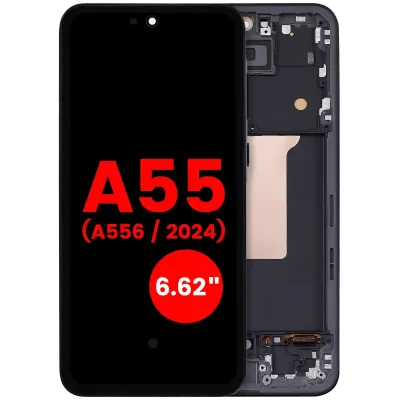 Дисплейний модуль OLED з рамкою для Samsung Galaxy A55 (A556 / 2024) (6.62") (Aftermarket Plus) (Navy)