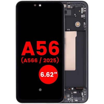 Дисплейний модуль OLED з рамкою для Samsung Galaxy A56 5G (A566 / 2025) (6.62") (Aftermarket Plus) (графітовий)