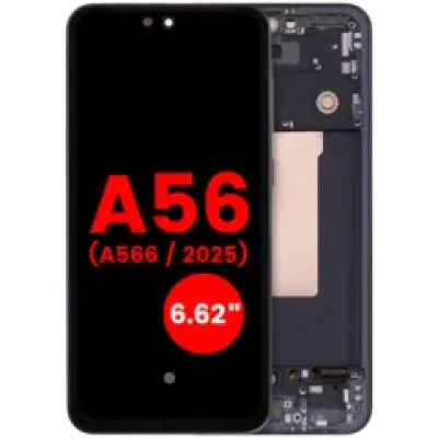 Дисплейний модуль OLED з рамкою для Samsung Galaxy A56 5G (A566 / 2025) (6.62") (Aftermarket Plus) (графітовий)