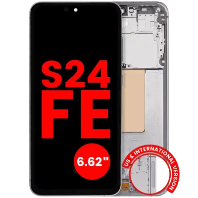 Дисплейний модуль OLED з рамкою для Samsung Galaxy S24 FE 5G (US & International Version) (6.62") (Aftermarket Plus) (сірий)