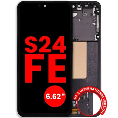 Дисплейний модуль OLED з рамкою для Samsung Galaxy S24 FE 5G (US & International Version) (6.62") (Aftermarket Plus) (графітовий)