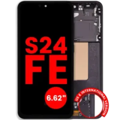 Дисплейний модуль OLED з рамкою для Samsung Galaxy S24 FE 5G (US & International Version) (6.62") (Aftermarket Plus) (графітовий)