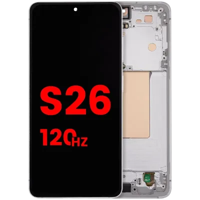 Дисплейний модуль OLED з рамкою для Samsung Galaxy S26 5G (US & International) (Aftermarket Plus) (120Hz) (білий)