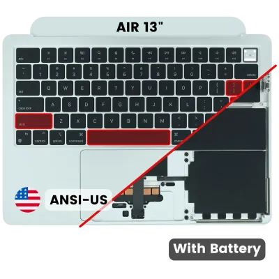 Топкейс з акумулятором і клавіатурою (ANSI US) для MacBook Air 13" A2681 (Used OEM Pull: Grade A) (сріблястий)