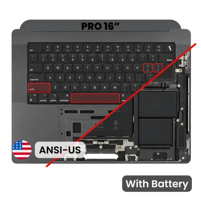 Топкейс з акумулятором і клавіатурою (ANSI US) для MacBook Pro 16" A2991 (2023) (Used OEM Pull: Grade B) (Space Black)