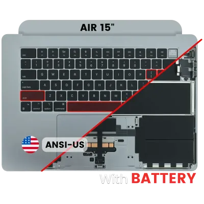 Топкейс з акумулятором і клавіатурою (ANSI US) для MacBook Air 15" A3114 (2024) (Used OEM Pull: Grade A) (Space Gray)
