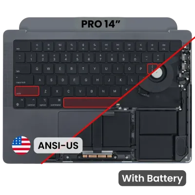 Топкейс з акумулятором і клавіатурою (ANSI US) для MacBook Pro 14" A2992 (2023) (Used OEM Pull: Grade A) (Space Black)
