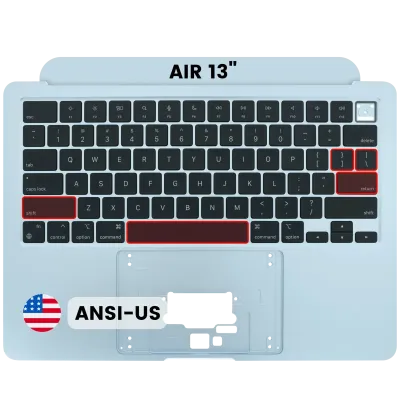 Top Case with Keyboard (ANSI US) For MacBook Air 13" A3240 (2025) (Used OEM Pull: Grade A) (Sky Blue)