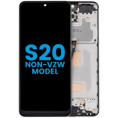 Дисплейний модуль (LCD) з рамкою для Samsung Galaxy S20 (без рамки Verizon 5G UW) (Aftermarket: Incell) (Cosmic Black)
