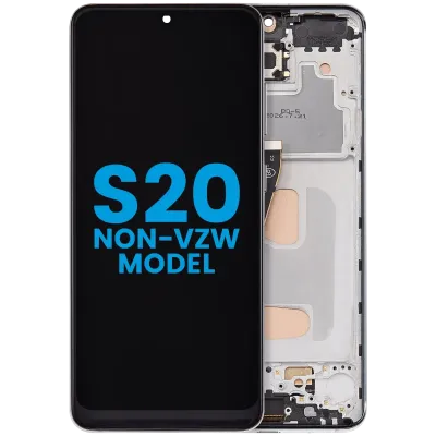 Дисплейний модуль з рамкою (без датчика відбитків) для Samsung Galaxy S20 (Non-Verizon 5G UW Frame) (Aftermarket: Incell) (Cloud White)