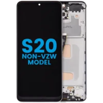 Дисплейний модуль з рамкою (без датчика відбитків) для Samsung Galaxy S20 (Non-Verizon 5G UW Frame) (Aftermarket: Incell) (Cloud White)