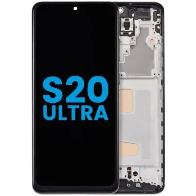 Дисплейний модуль з рамкою (без датчика відбитків) для Samsung Galaxy S20 Ultra 5G (Aftermarket: Incell) (Cosmic Black)