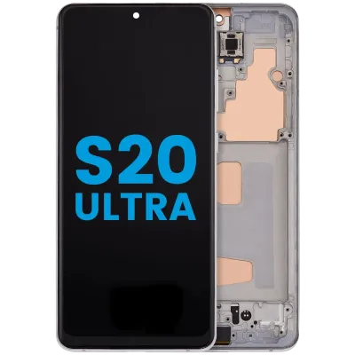 Дисплейний модуль з рамкою (без датчика відбитків) для Samsung Galaxy S20 Ultra 5G (Aftermarket: Incell) (Cloud White)