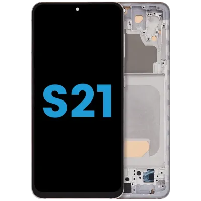 Дисплейний модуль з рамкою (без датчика відбитків) для Samsung Galaxy S21 5G (Aftermarket: Incell) (Phantom Pink)