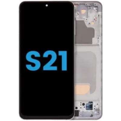 Дисплейний модуль з рамкою (без датчика відбитків) для Samsung Galaxy S21 5G (Aftermarket: Incell) (Phantom Pink)