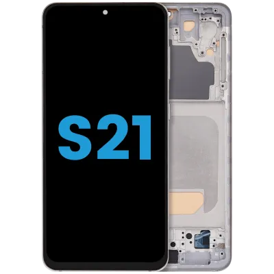 Дисплейний модуль з рамкою (без датчика відбитків) для Samsung Galaxy S21 5G (Aftermarket: Incell) (Phantom White)