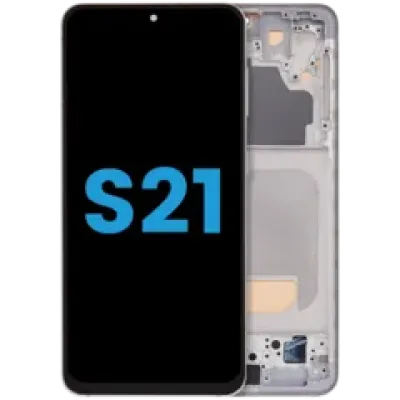 Дисплейний модуль з рамкою (без датчика відбитків) для Samsung Galaxy S21 5G (Aftermarket: Incell) (Phantom White)