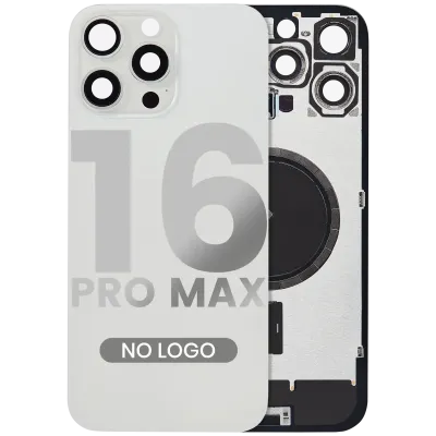 Back Glass w/ MagSafe Magnet For iPhone 16 Pro Max (No Logo) (Aftermarket) (White Titanium)