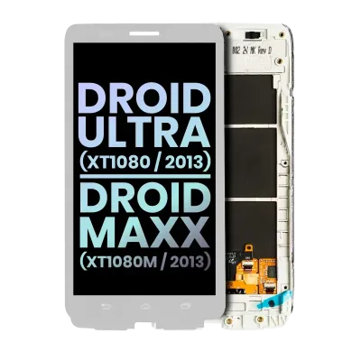 LCD Assembly With Frame For Motorola Droid Ultra (XT1080 / 2013) / Droid Maxx (XT1080M / 2013) (Genuine OEM) (White)